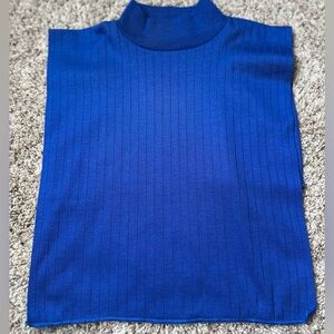Vintage Paris Accessories wide Ribbed Mock turtle neck knit Dickie Royal Blue